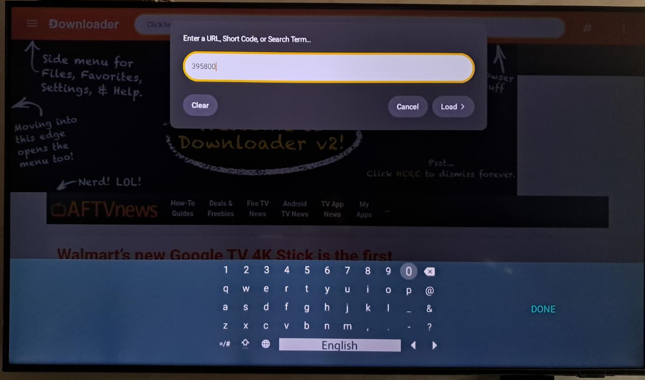 Steg 2: Ange koden 395800 i Downloader